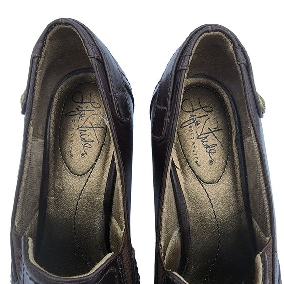 Life Stride Soft System Womens Size 9 M Brown 2.5" Square Heel Faux Leather Comf - Picture 11 of 12